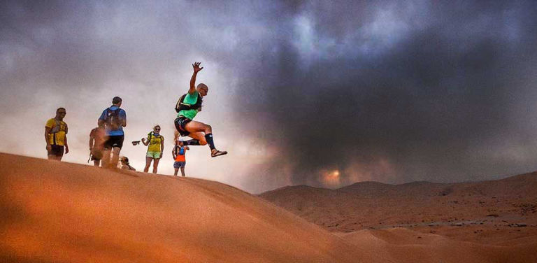 Pablo Rodriguez Jumping in the Sahara