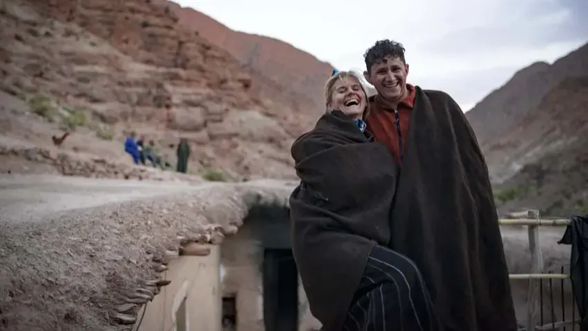 Runners laughing in Morocco